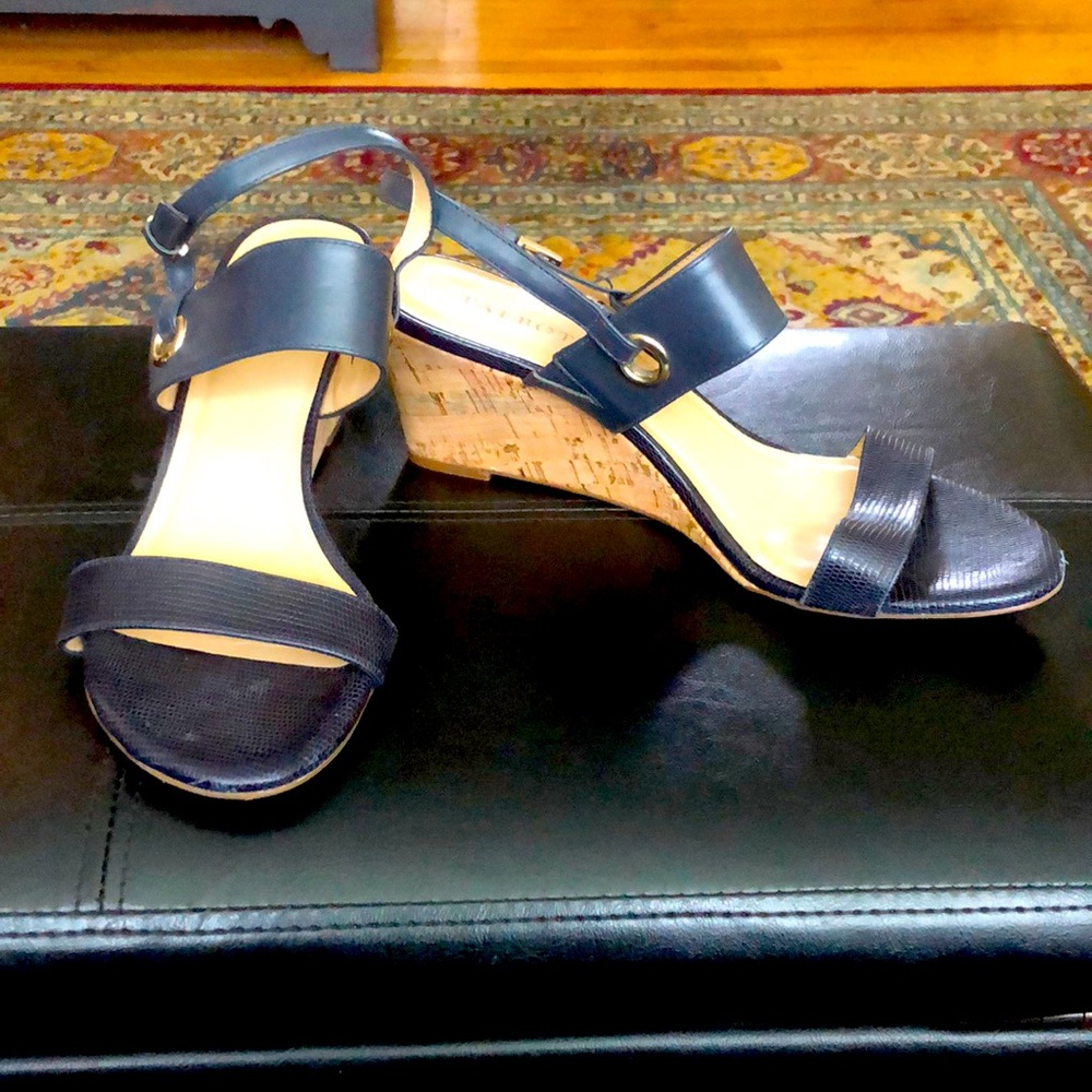 Talbots wedge navy sandals, 10.5